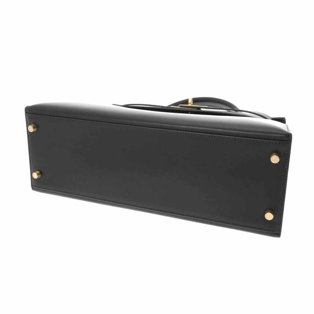 HERMES Kelly 32 outside stitching black D stamp [around 2000] Ladies box calf ba - Picture 5 of 10